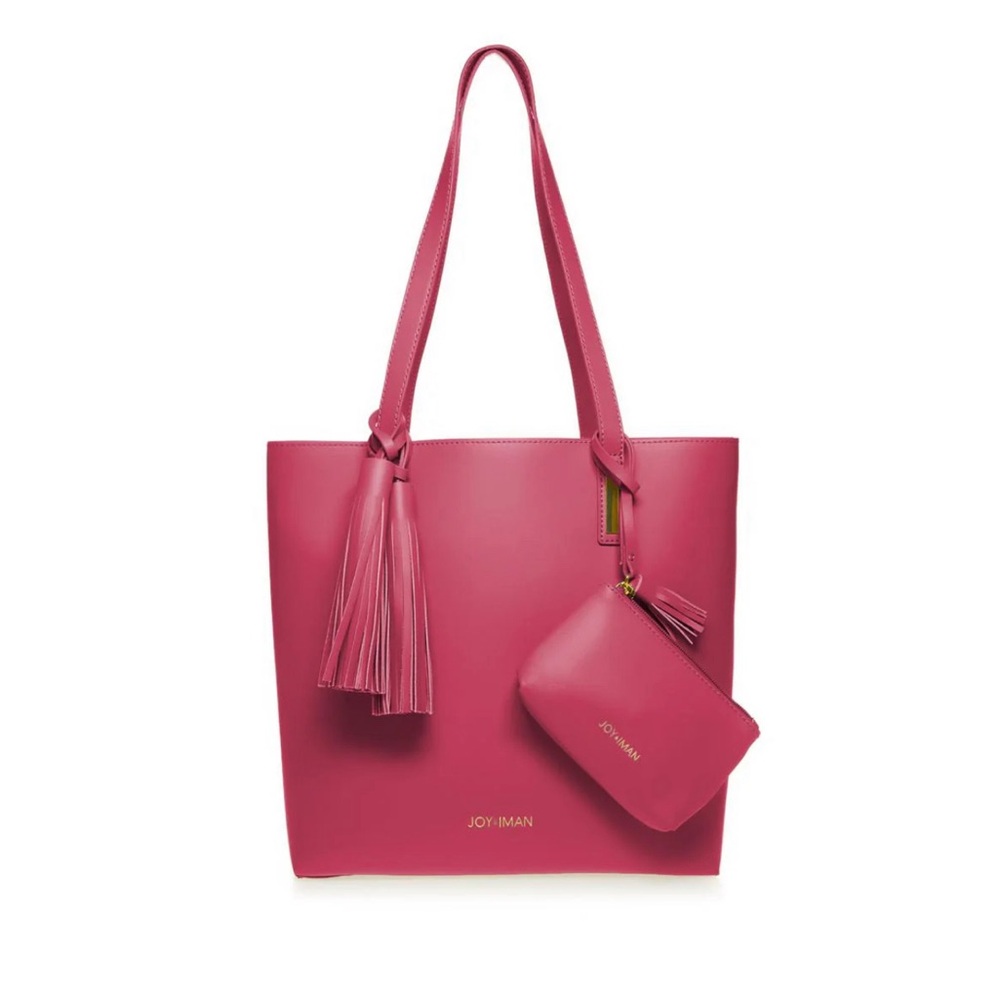 JOY & IMAN Tassel Chic Leather Handbag with Popout Insert